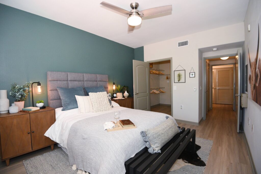 Bedroom with walk in closet